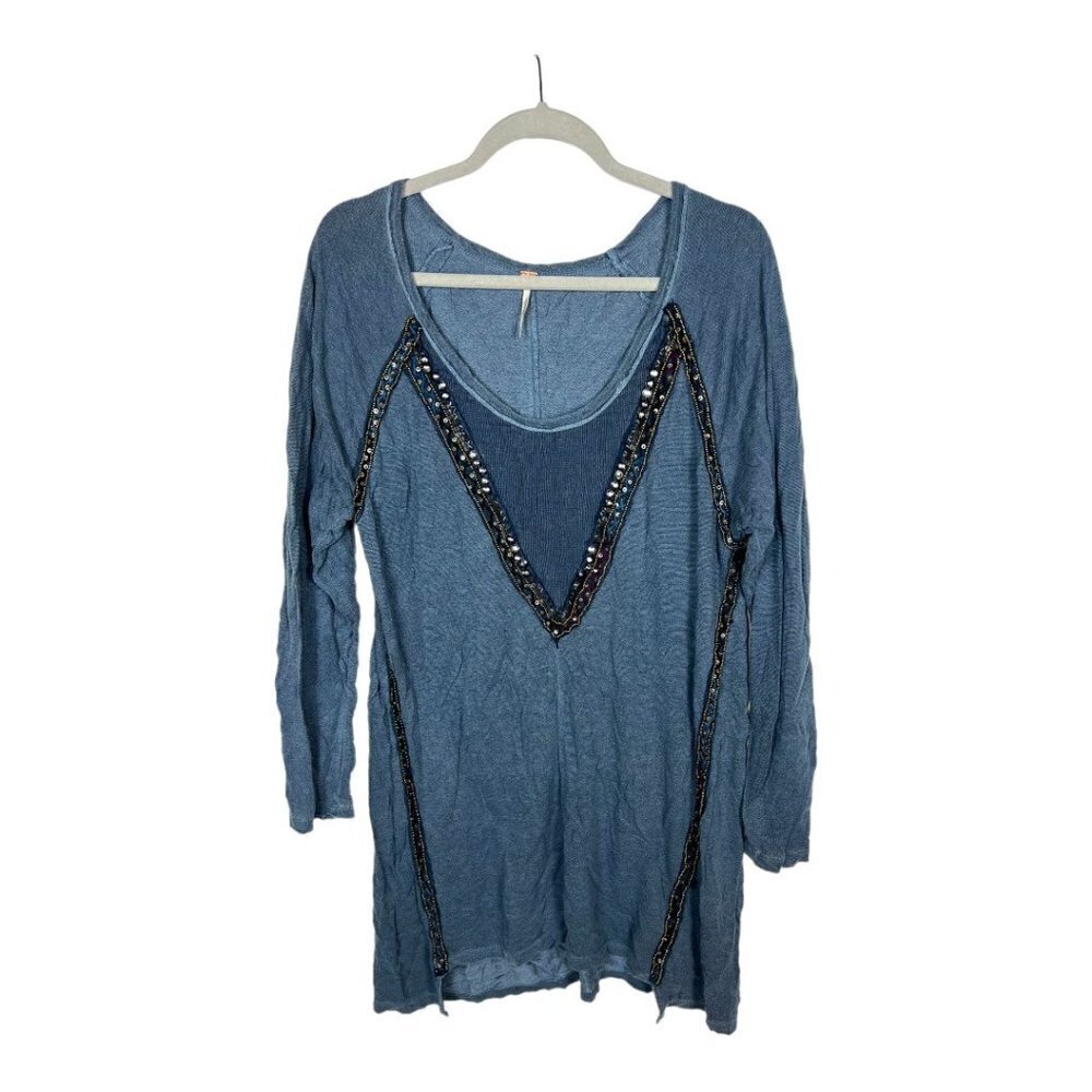 Free people sequin embellished‎ blue tunic
